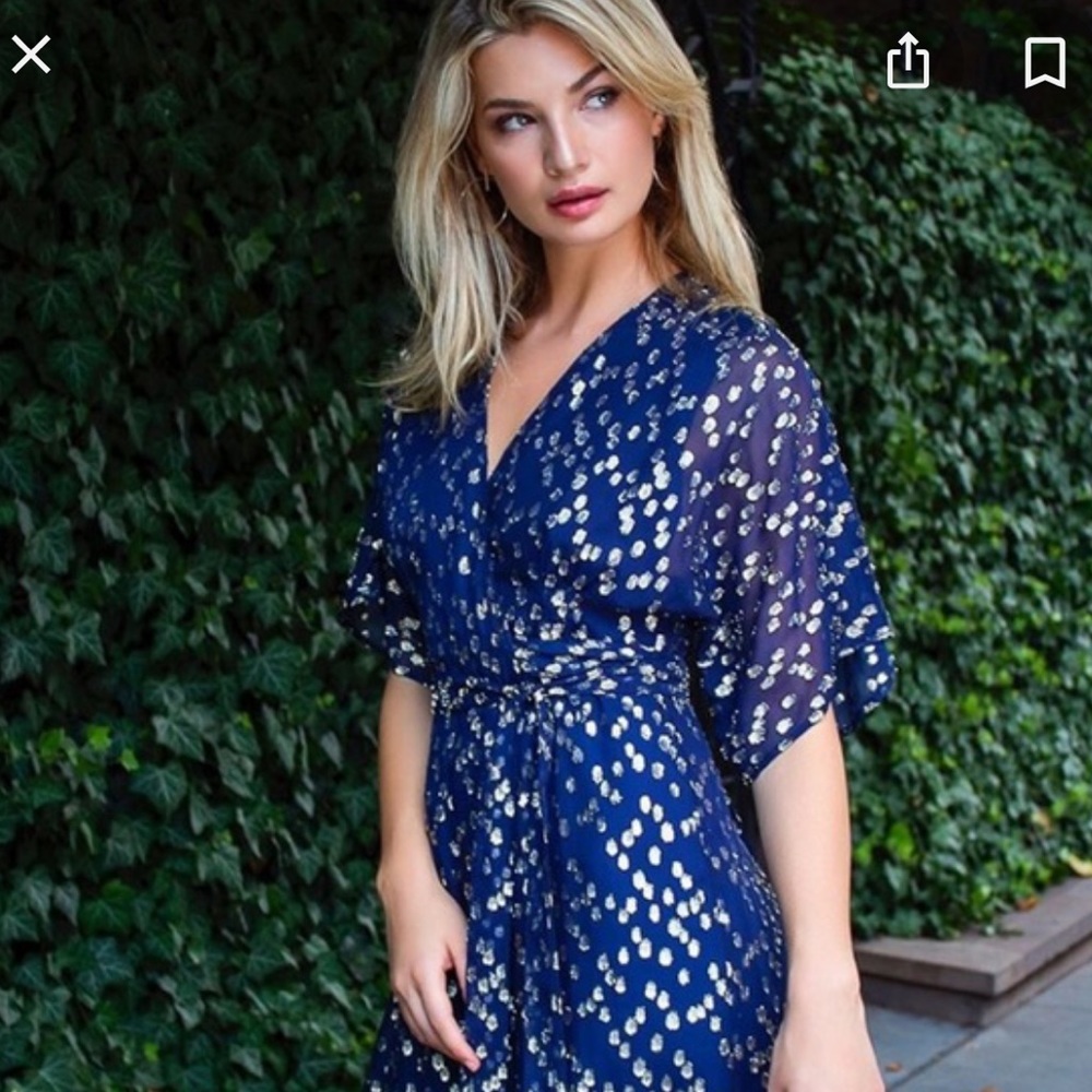 Hutch blue gold wrap dress